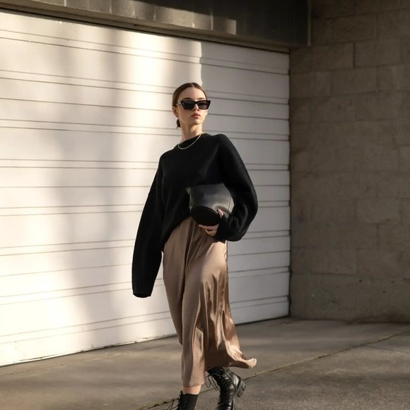 OAK + FORT Dresses & Skirts - OAK and FORT SLIP SKIRT IN TAUPE